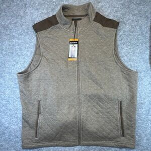Bonobos Midtown Vest Men's XXL Brown Lightweight Quilted Full Zip Cotton Blend